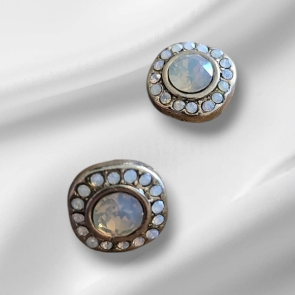 Cindy Ensor Moonstone CZ Gold Vermeil Stud Earrings - Picture 6 of 11